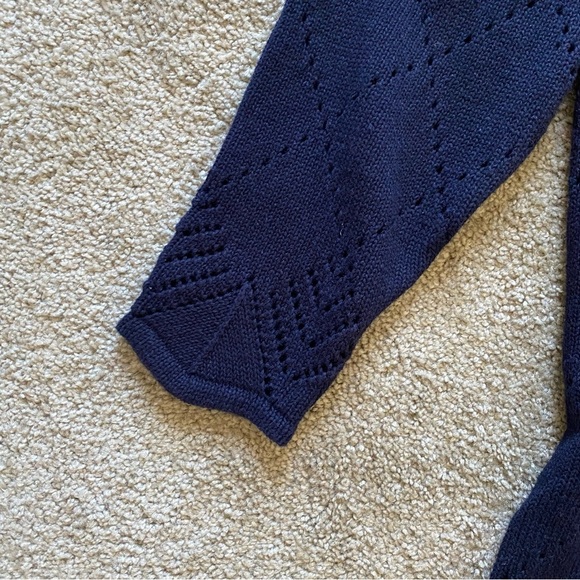 NWT ~ VTG ~ 1990s ~ Susan Bristol ~ Navy Sweater ~ Embroidered Flower ~ Size L - Picture 5 of 7